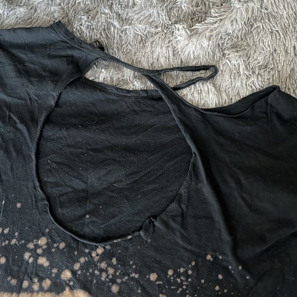 Grunge off shoulder tee M embroidered roses oversized splatter destroyed punk 🥀 - Picture 8 of 9